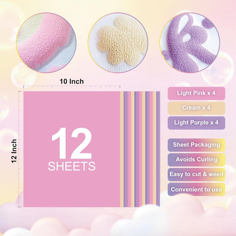 HTVJOYDO 12Pcs Puff Vinyl Heat Transfer, 12x10Inch Pastel Colors 3D Puff HTV, DIY Iron-on Vinyl for T-Shirts, Easy to Cut and Weed, Compatible with Cricut or Cameo (Macaron Color) - Image 3